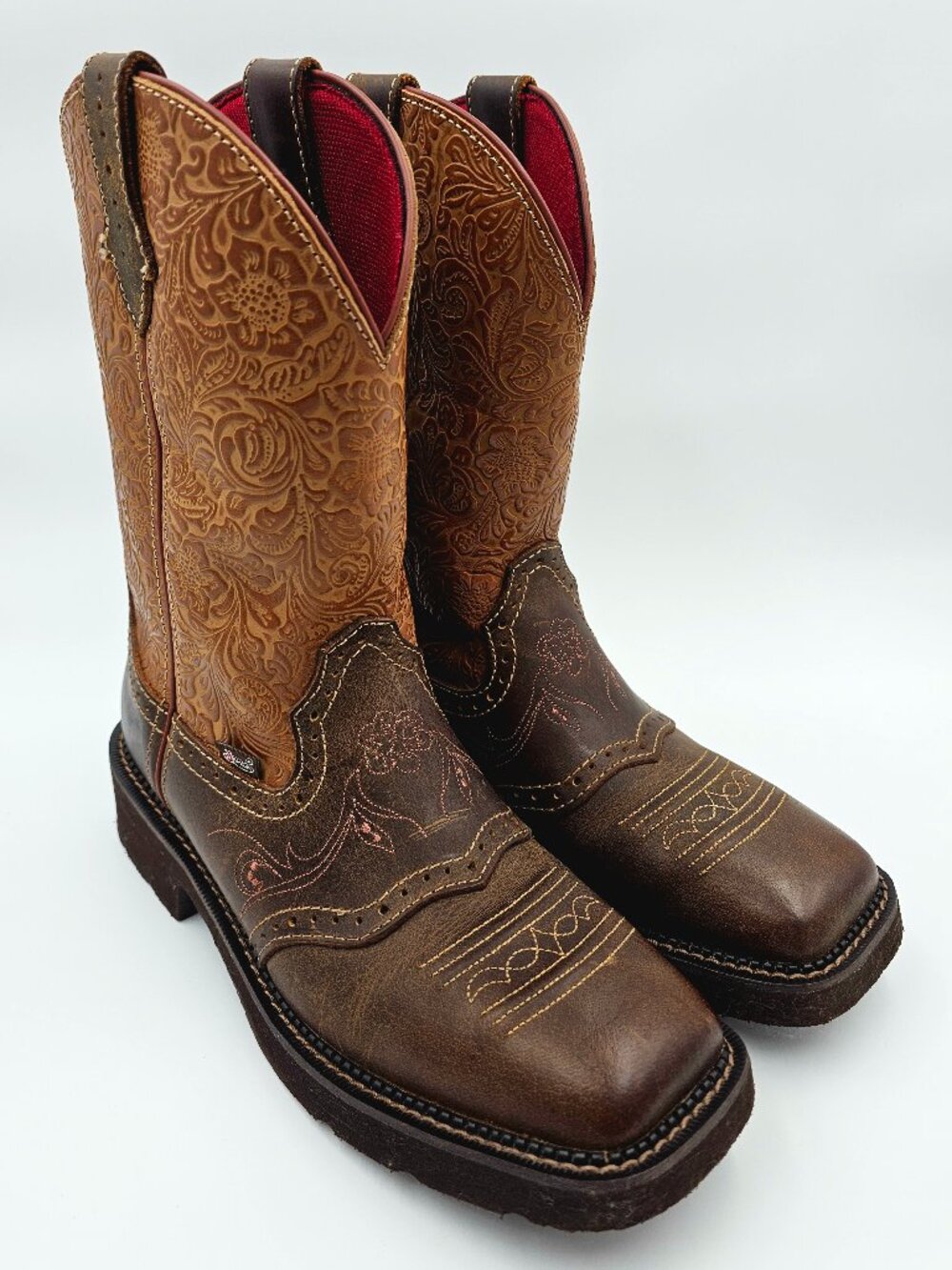 Justin Roper Style Square Toe Western Leather Boots GY9530 Women's Size 9.5B